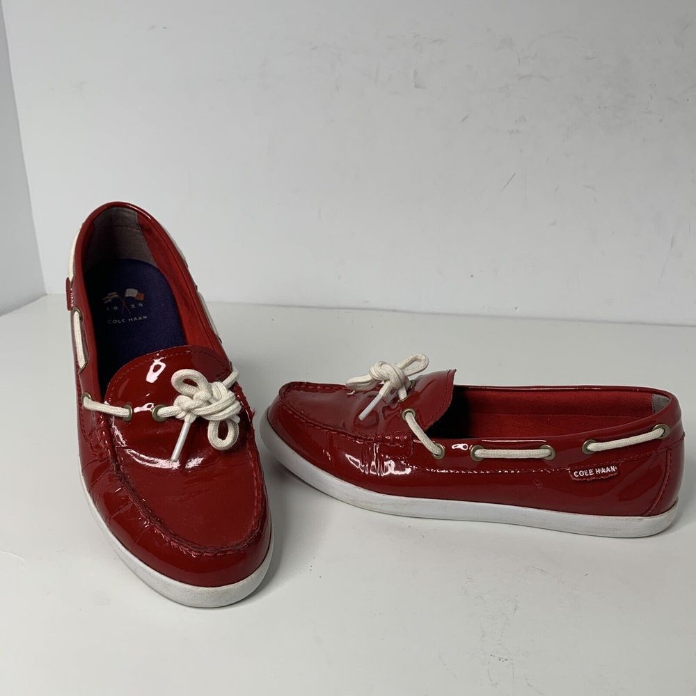 Cole Haan Red Patent Leather Loafers Sz 7.5 B